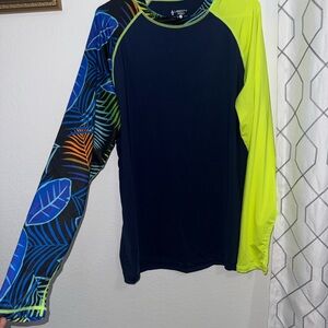 Liberty Pro Navy and Neon Leaf Print Shirt